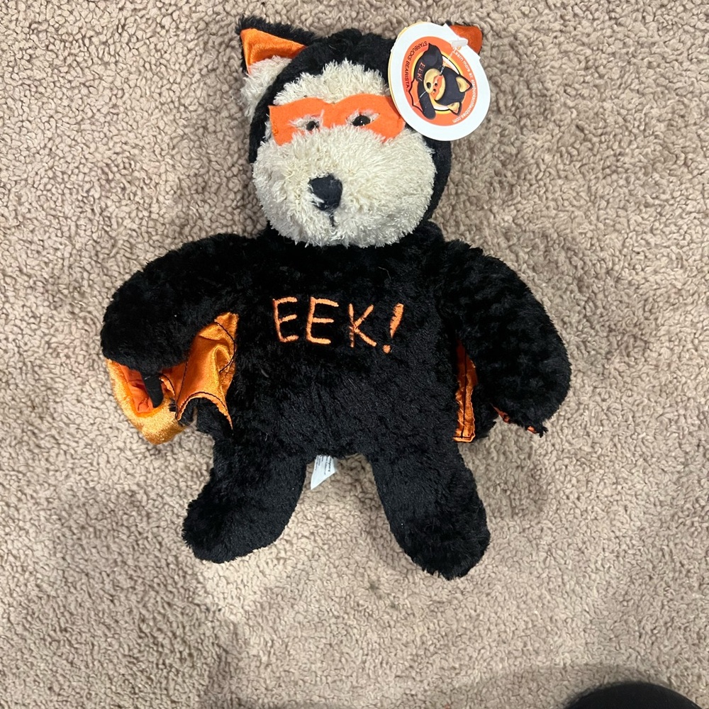 Starbucks Bearista Halloween Bat Black and Orange Stuffed Animal-2003
